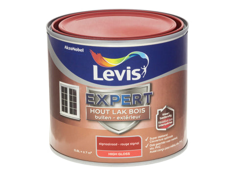 Levis Expert houtlak buiten hoogglans 0,5l signaalrood