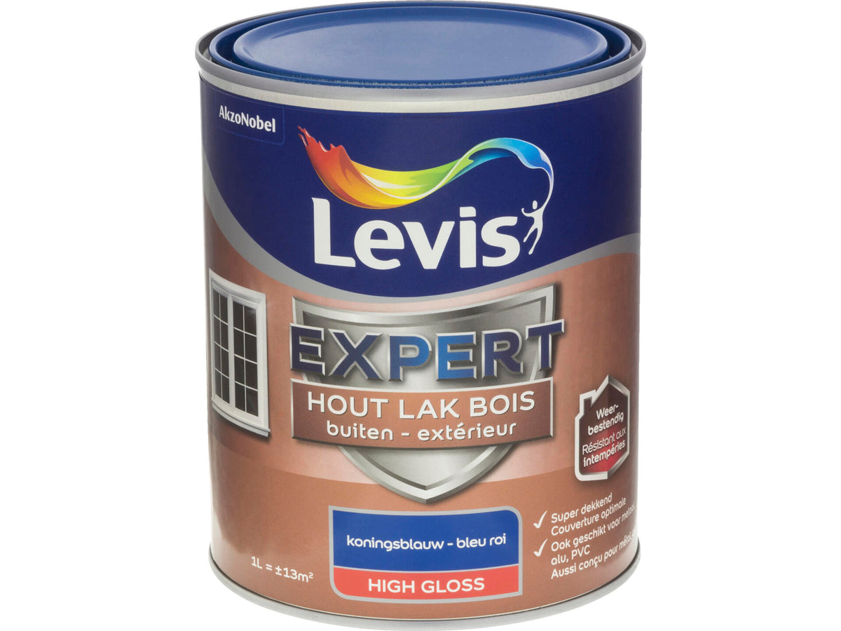 Levis Expert houtlak buiten hoogglans 1l koningsblauw