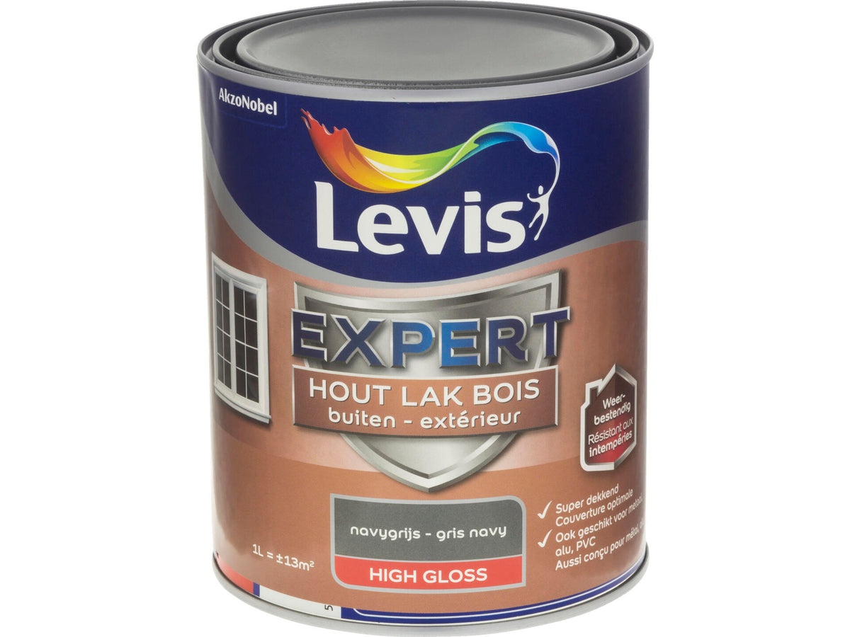 Levis Expert houtlak buiten hoogglans 1l navygrijs