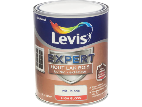 Levis Expert houtlak buiten hoogglans 1l wit