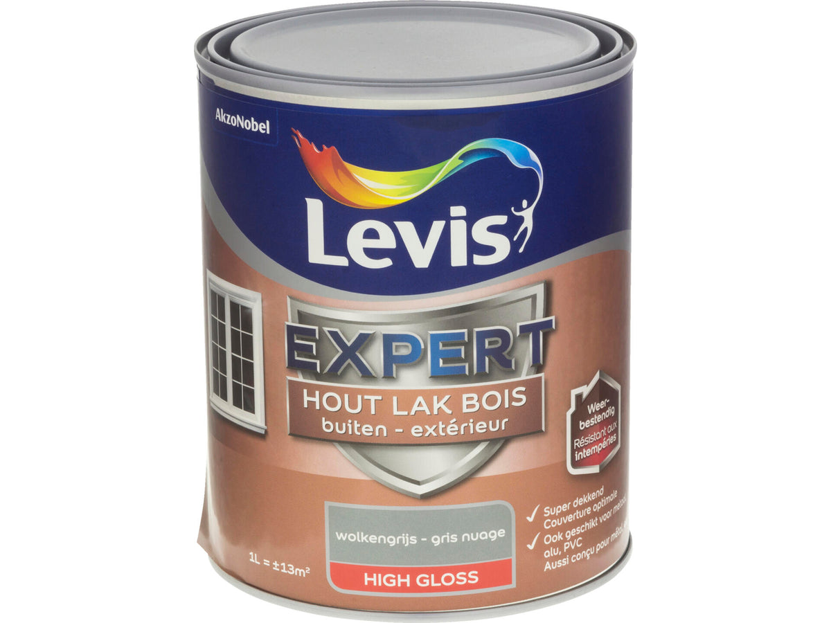 Levis Expert houtlak buiten hoogglans 1l wolkengrijs