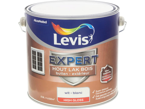 Levis Expert houtlak buiten hoogglans 2,5l wit