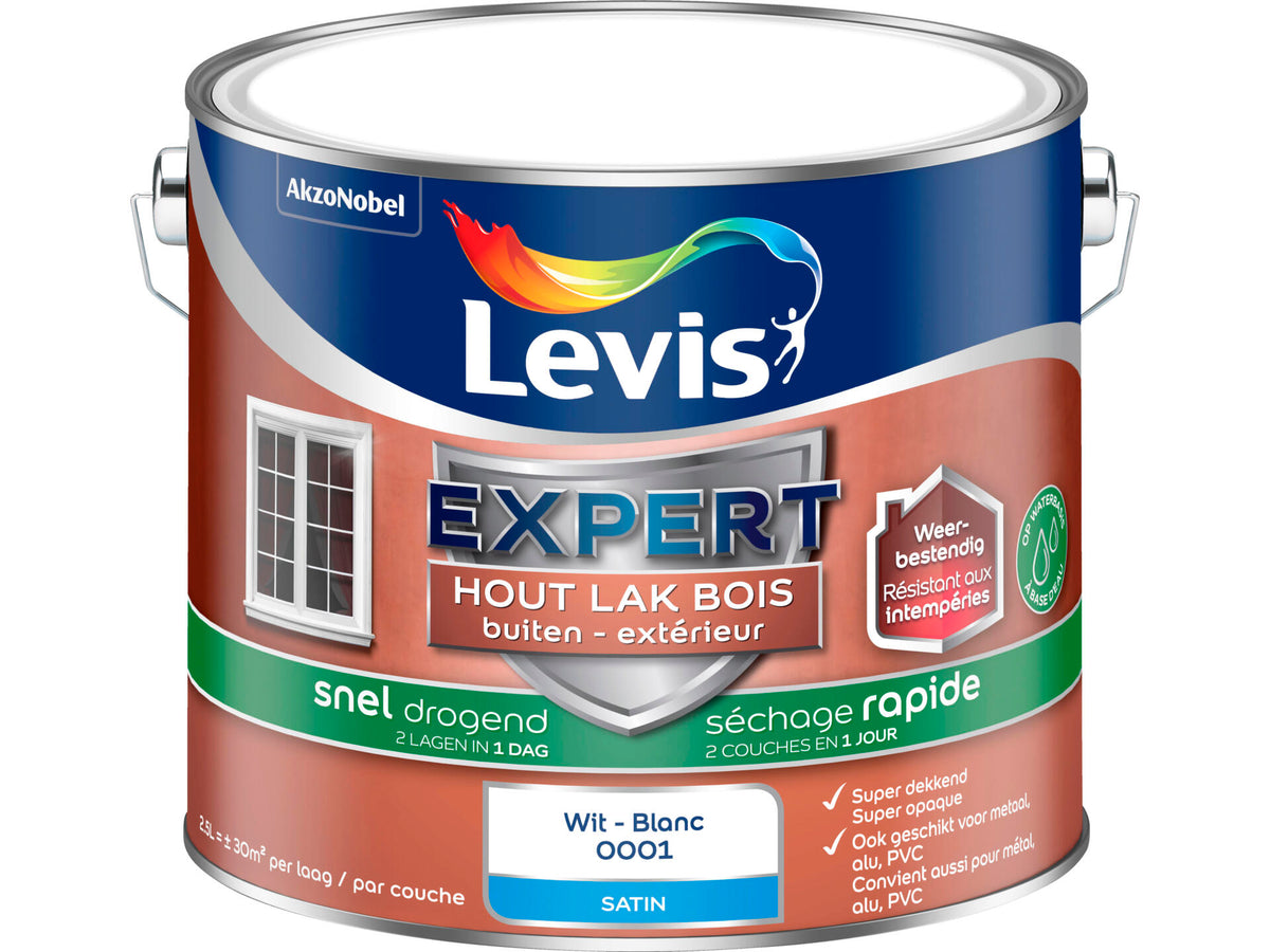 Levis Expert houtlak buiten sneldrogend zijdeglans 2,5l wit