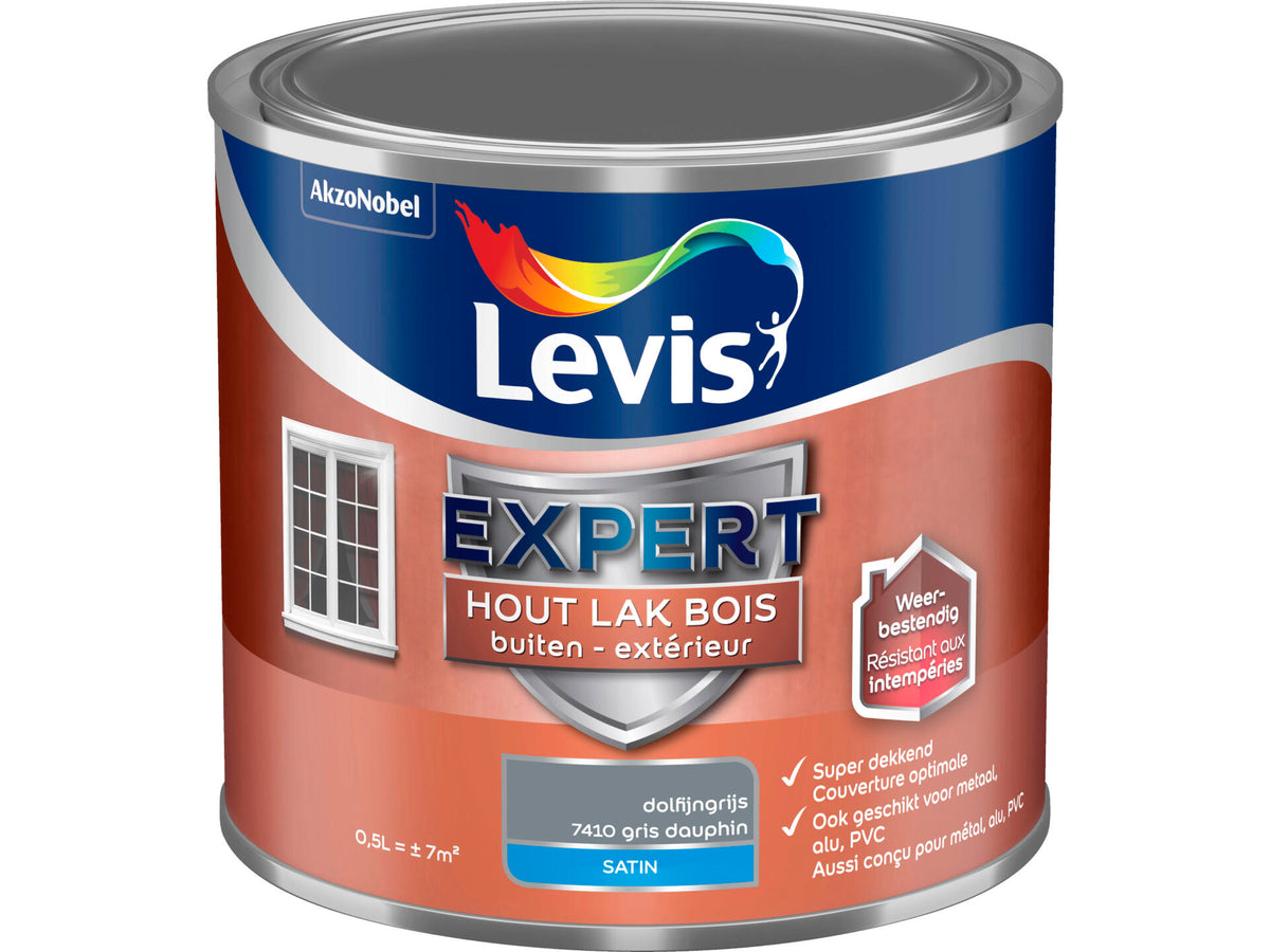 Levis Expert houtlak buiten zijdeglans 0,5l dolfijngrijs