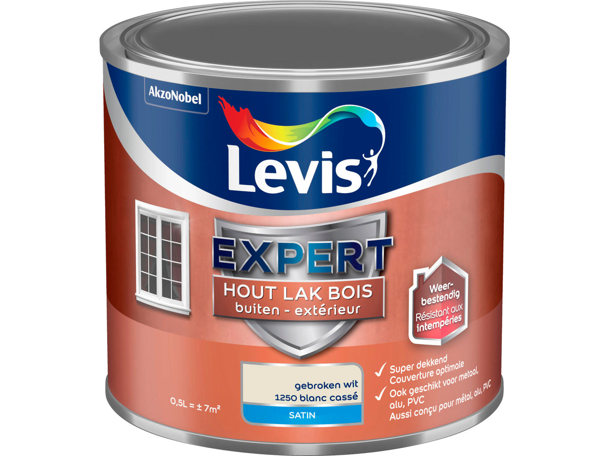 Levis Expert houtlak buiten zijdeglans 0,5l gebroken wit