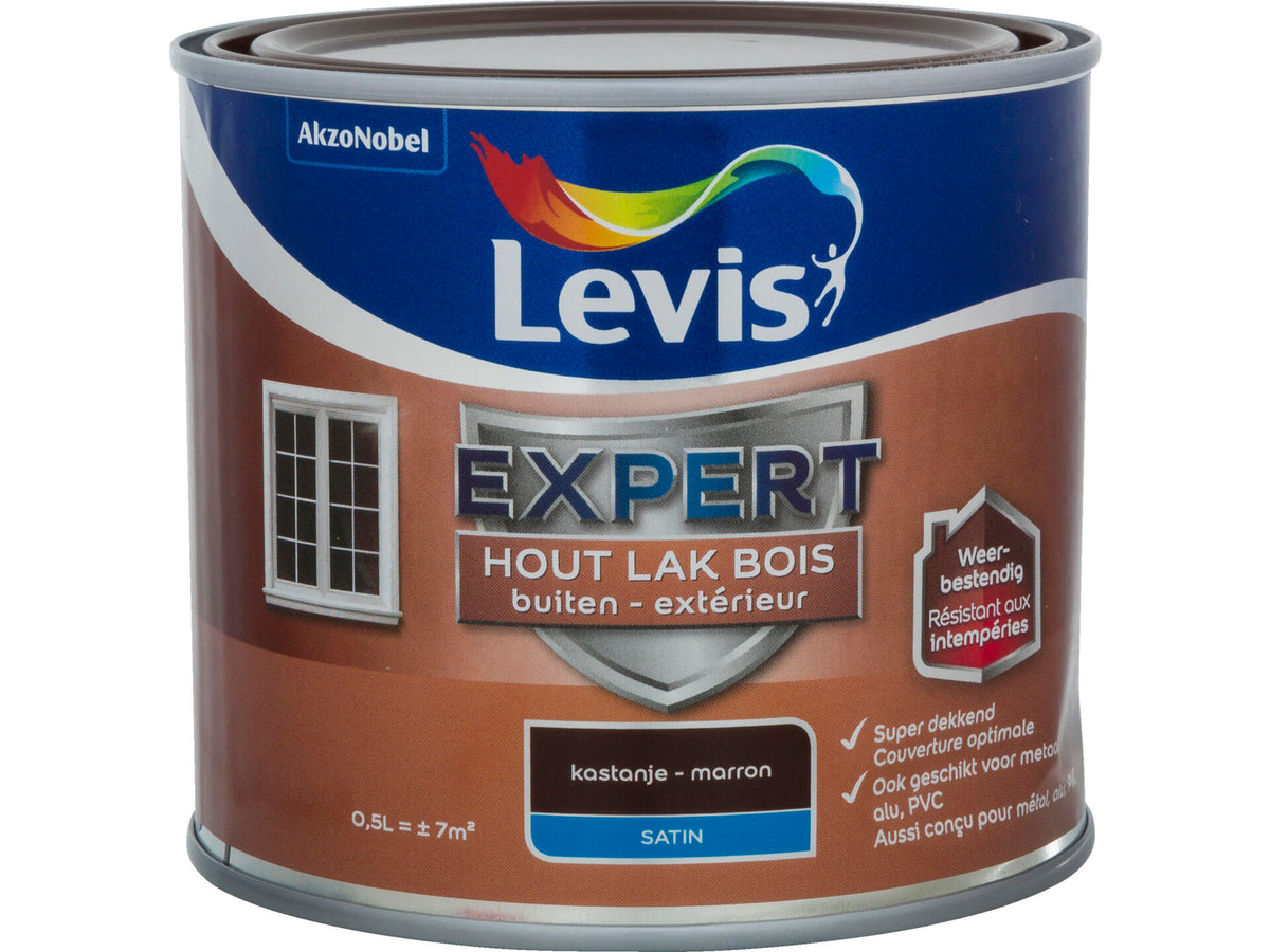 Levis Expert houtlak buiten zijdeglans 0,5l kastanje