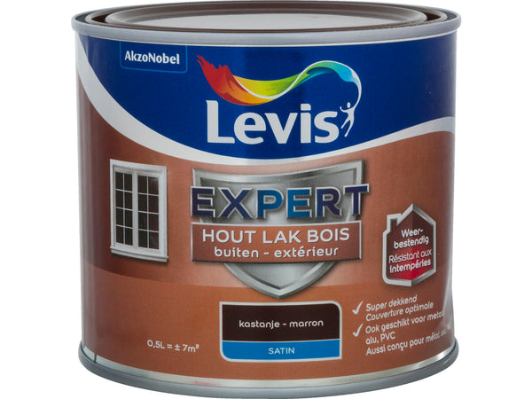 Levis Expert houtlak buiten zijdeglans 0,5l kastanje
