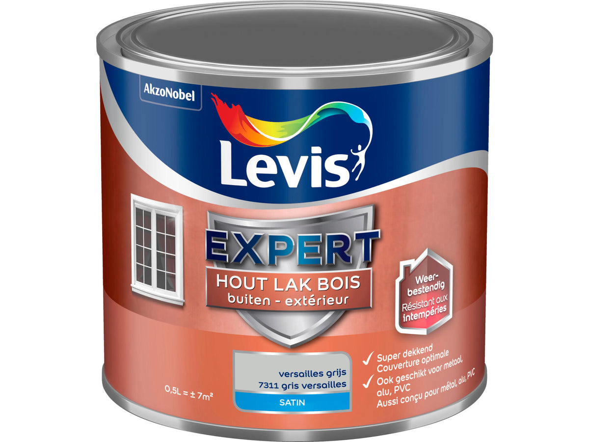 Levis Expert houtlak buiten zijdeglans 0,5l versailles grijs