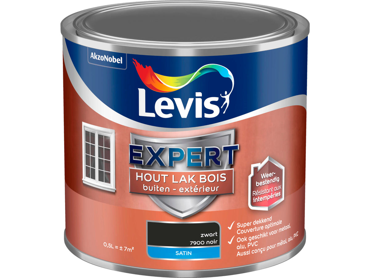 Levis Expert houtlak buiten zijdeglans 0,5l zwart