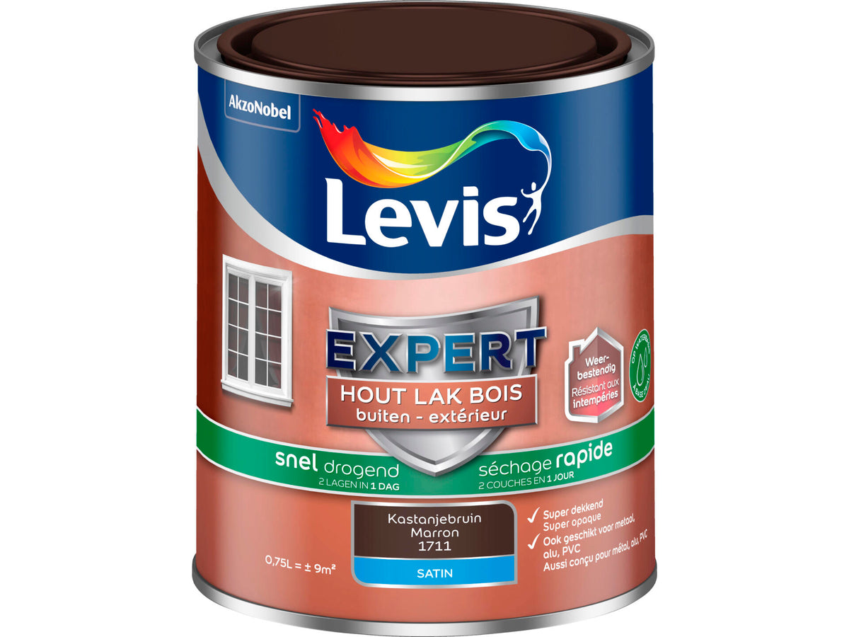 Levis Expert houtlak buiten zijdeglans 0,75l kastanjebruin