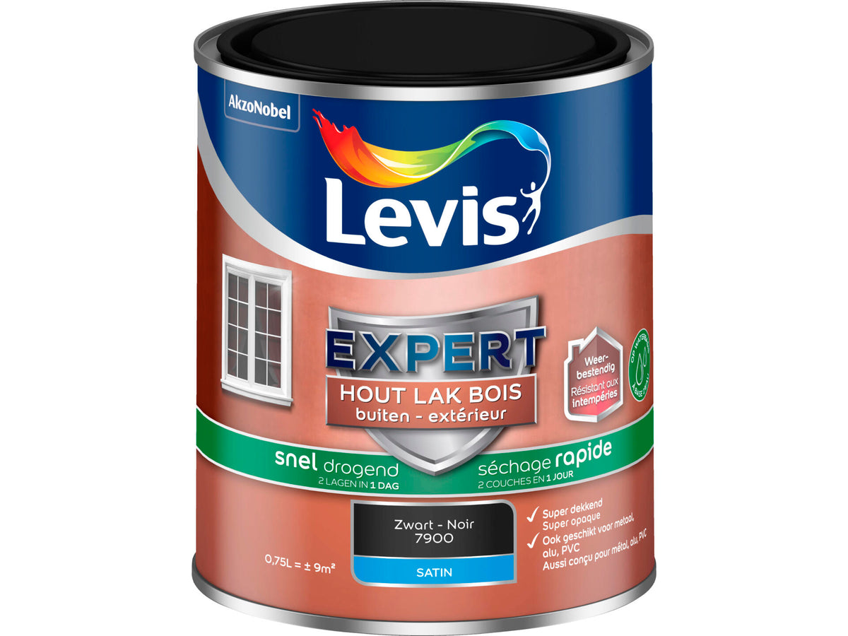 Levis Expert houtlak buiten zijdeglans 0,75l zwart