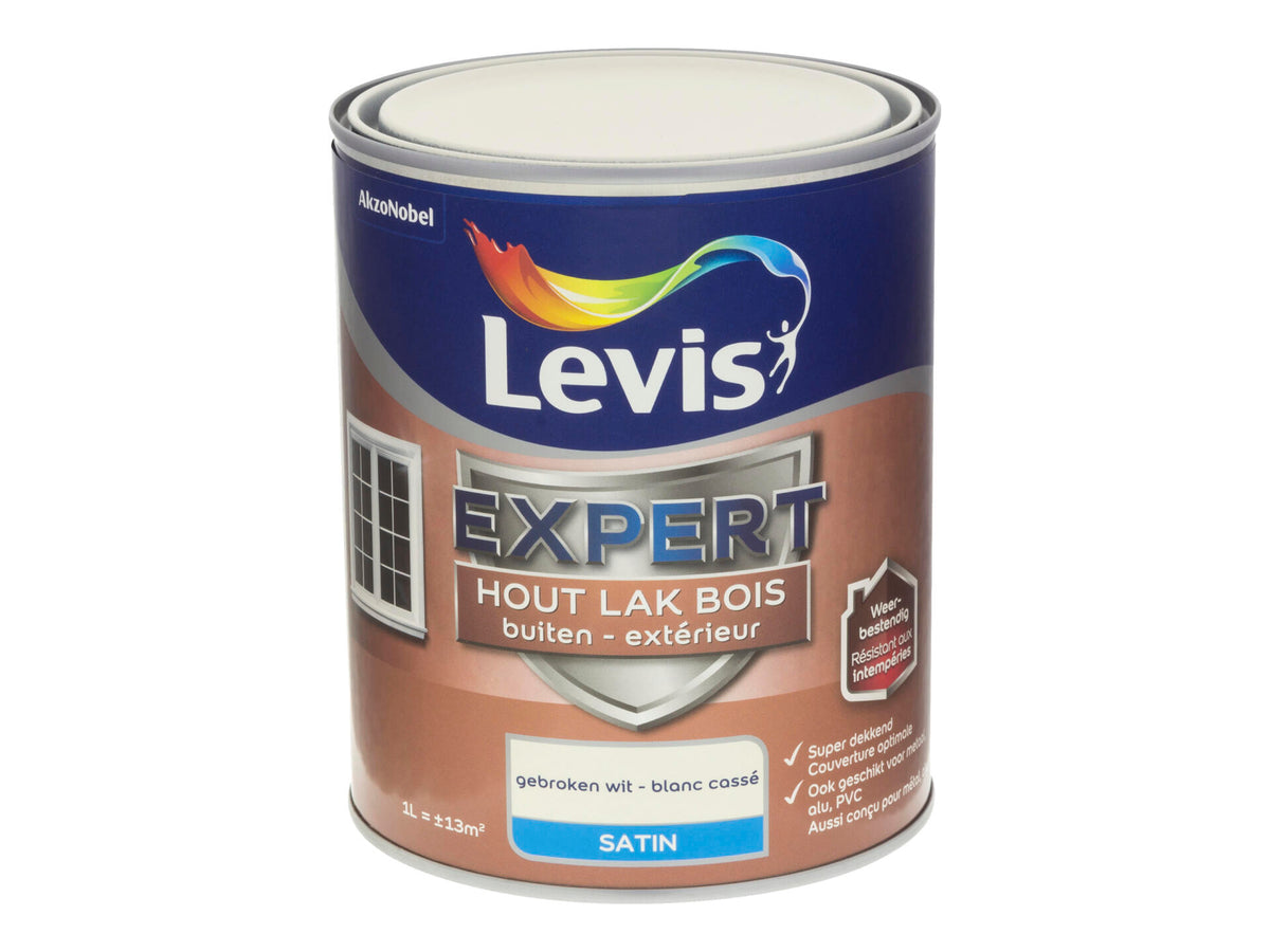 Levis Expert houtlak buiten zijdeglans 1l gebroken wit