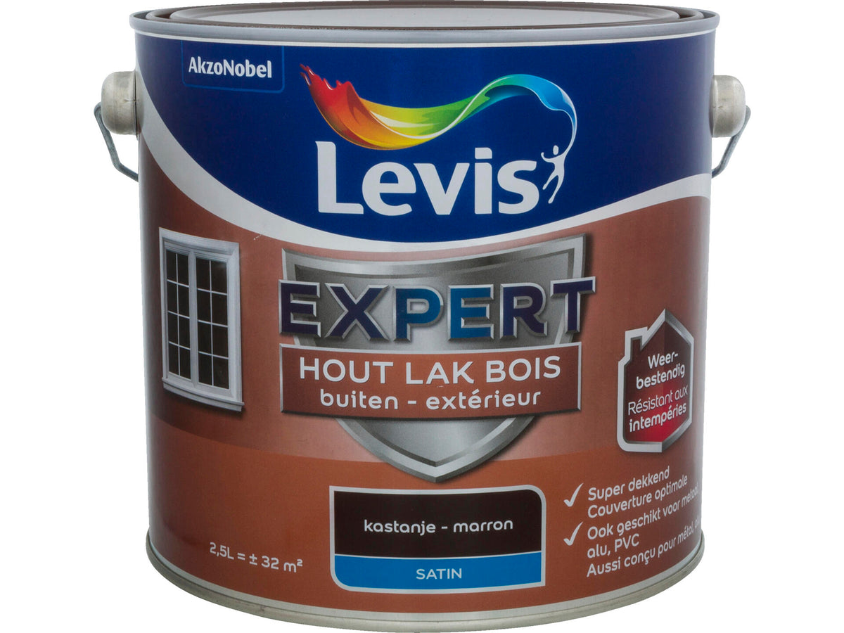 Levis Expert houtlak buiten zijdeglans 2,5l kastanje