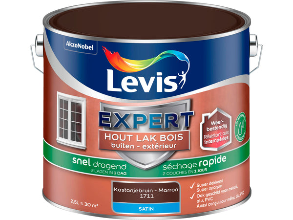 Levis Expert houtlak buiten zijdeglans 2,5l kastanjebruin