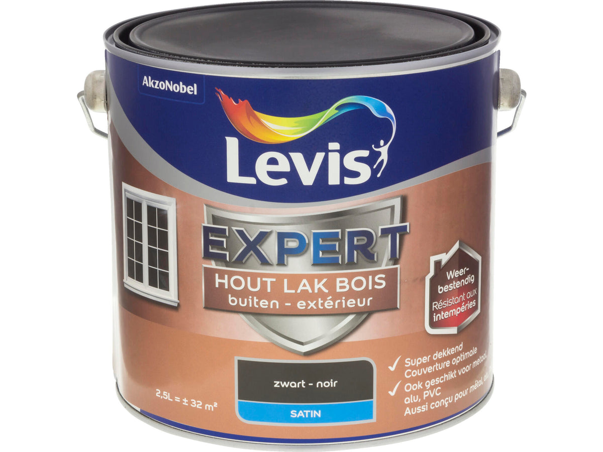 Levis Expert houtlak buiten zijdeglans 2,5l zwart