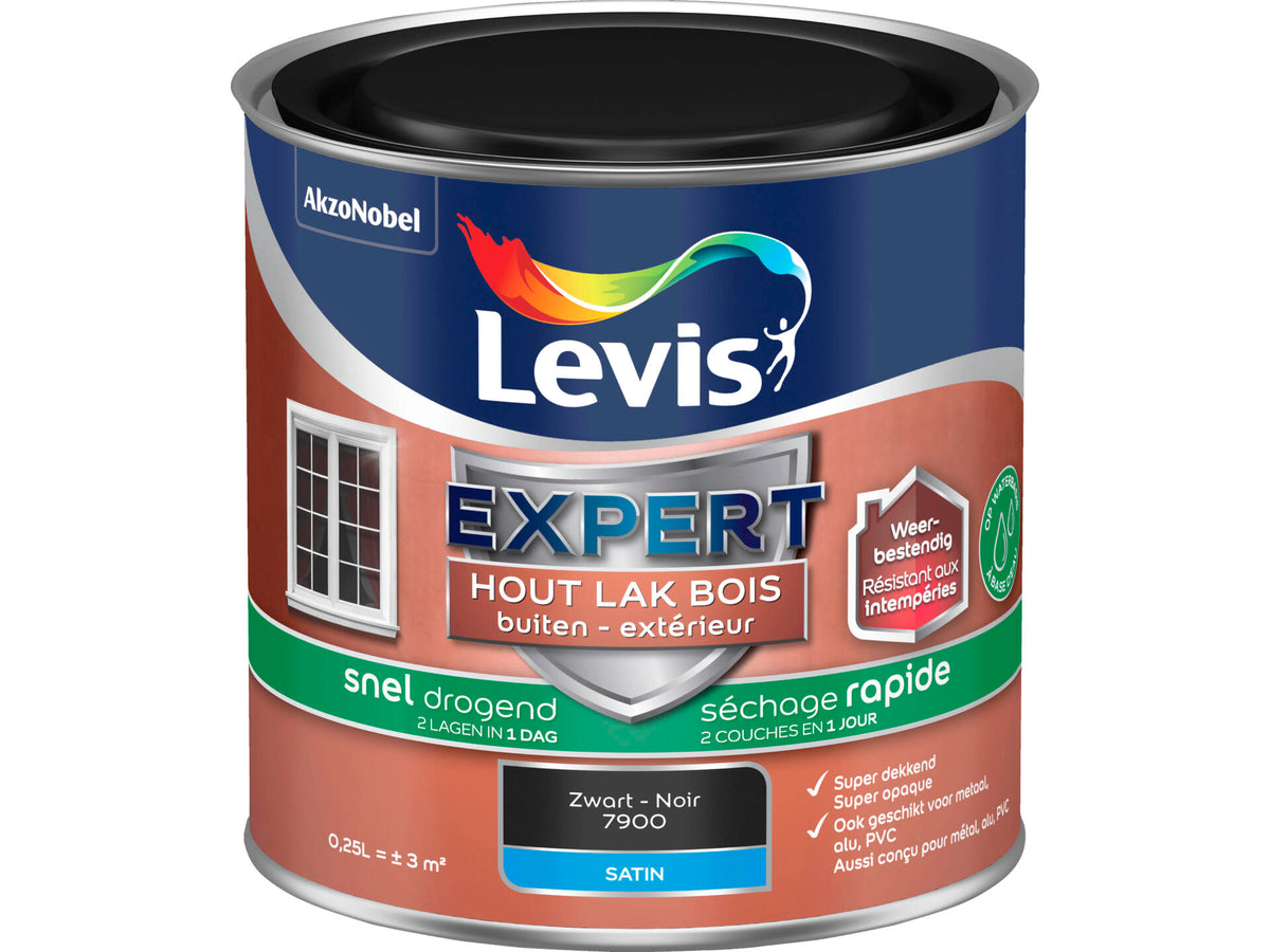 Levis Expert houtlak buiten zijdeglans sneldrogend 0,25l zwart