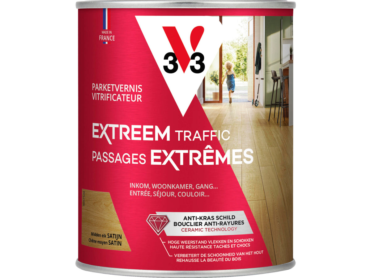 V33 Extreem Traffic parketvernis zijdeglans 0,75l midden eik