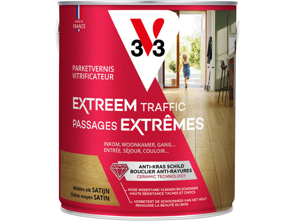 V33 Extreem Traffic parketvernis zijdeglans 2,5l midden eik