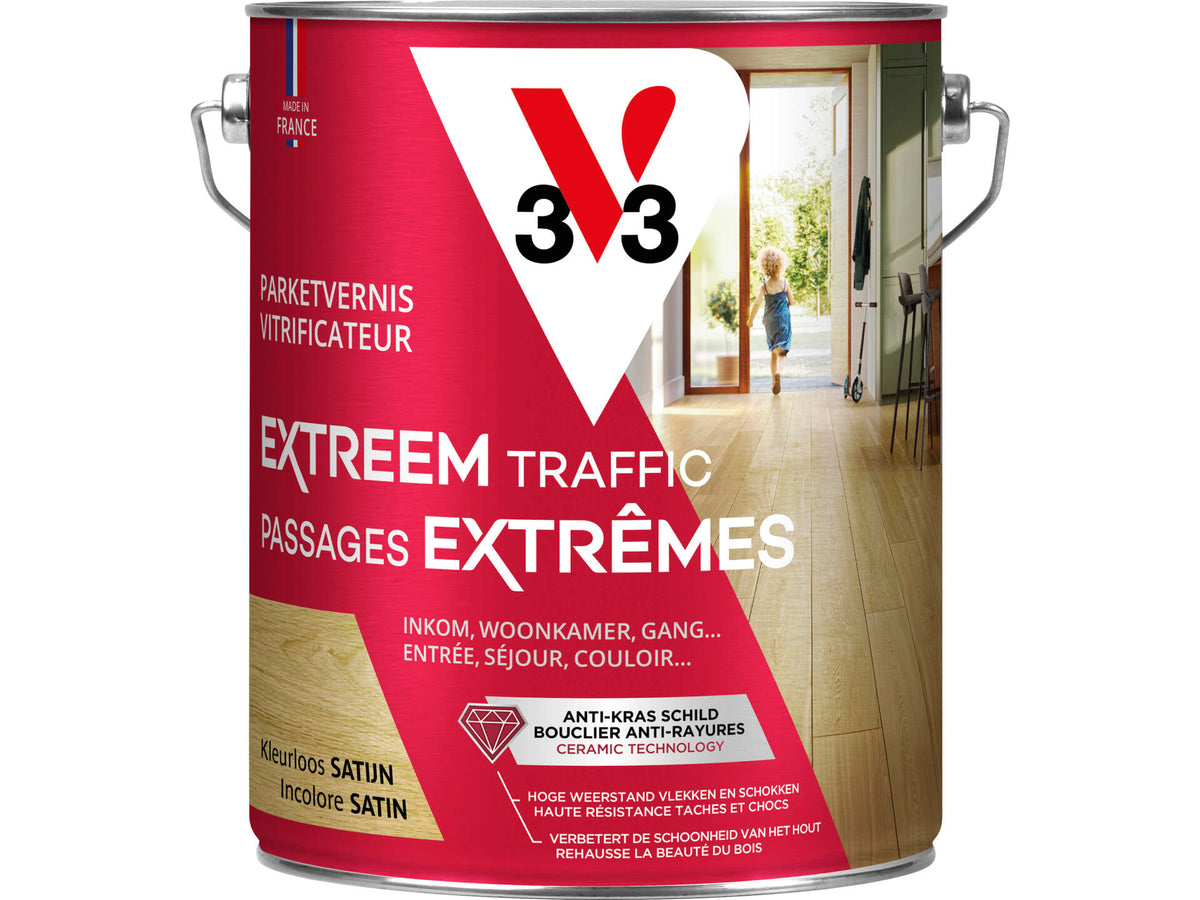 V33 Extreem Traffic parketvernis zijdeglans 5l kleurloos