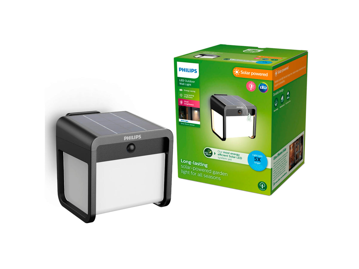 Philips Ezra solar wandlamp 1,8W zwart