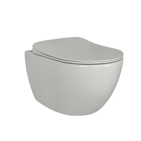 Creavit RIMOFF wand-wc-set Cool Grey randloos antibacterieel waterbesparend met softclose zitting Duroplast roestvrij staal - Koelgrijs, wc-packs — SKU MB-19484-23011, EAN 5404029123125
