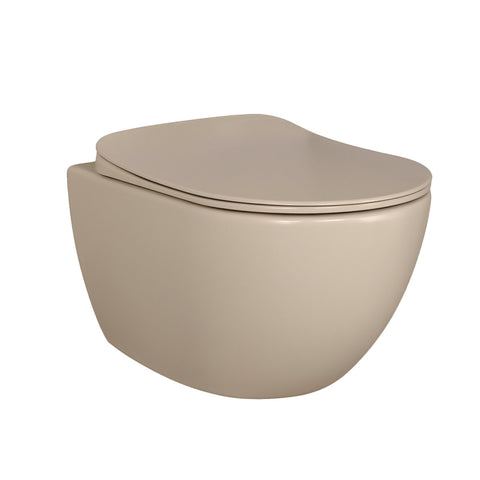 Creavit Rimoff wc-set hang-wc mat Cappuccino randloos antibacterieel met softclose zitting Duroplast Inox, wc-packs — SKU MB-19491-23018, EAN 5404029123194