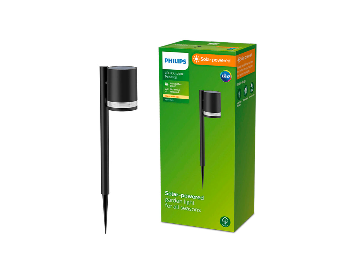 Philips Fyce LED tuinpaal op spies solar 1,5W zwart