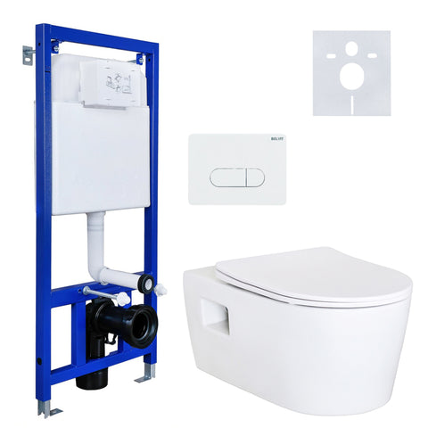 Hansgrohe EluPura S wand-wc complete set met softclose deksel Belvit inbouwelement bedieningsplaat geluidsisolatie, wc-packs — SKU MB-36026-40733, EAN 5404029134862