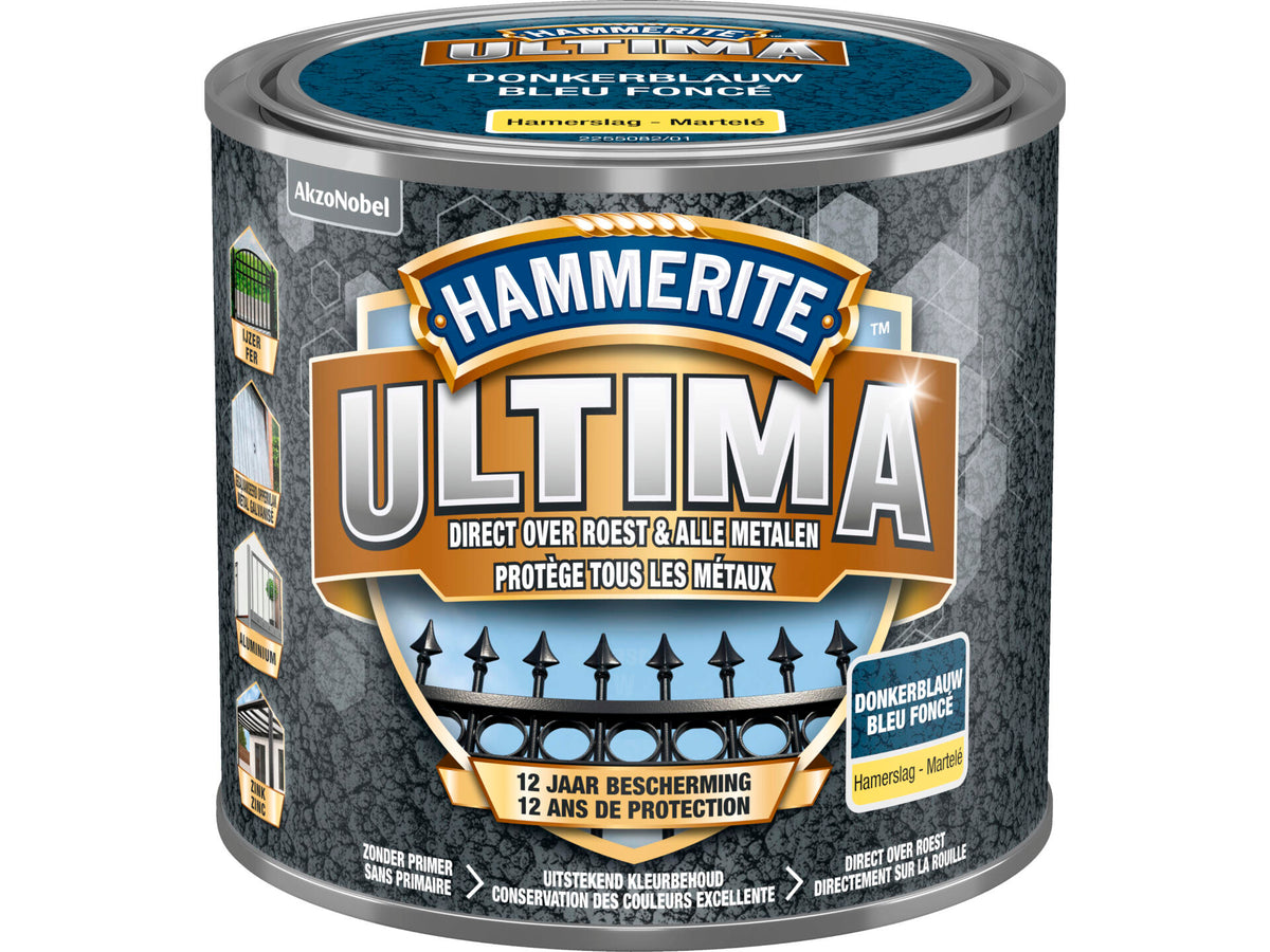 Hammerite Ultima metaallak hoogglans 0,5l donkerblauw