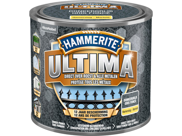 Hammerite Ultima metaallak hoogglans 0,5l donkergrijs