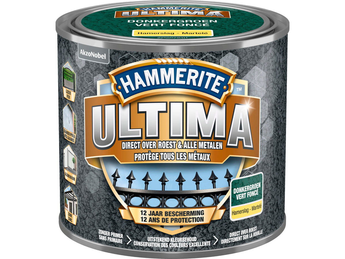 Hammerite Ultima metaallak hoogglans 0,5l donkergroen