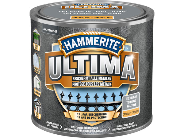 Hammerite Ultima metaallak mat 0,5l donkergrijs