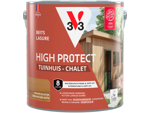 V33 High Protect lasure bois chalet 2,5l chêne naturel
