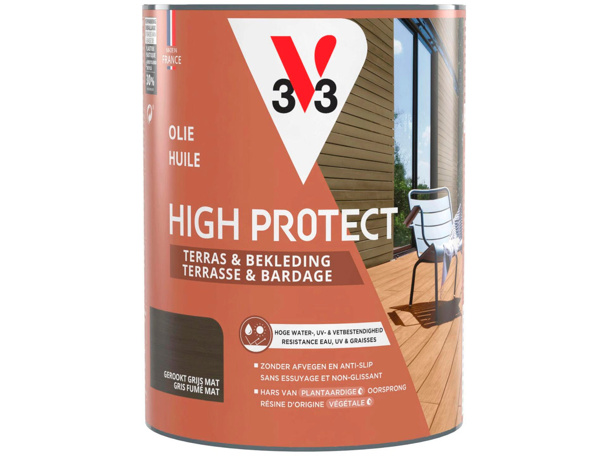 V33 High Protect olie terras gevel 0,75l gerookt grijs