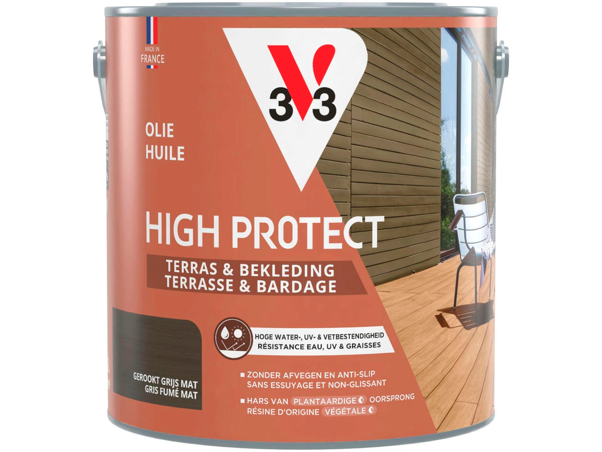 V33 High Protect olie terras gevel 2,5l gerookt grijs