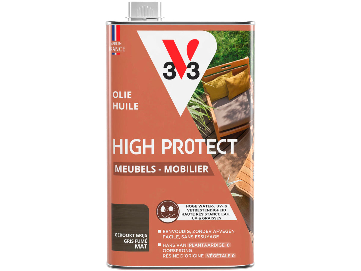 V33 High Protect olie tuinmeubilair 1l gerookt grijs