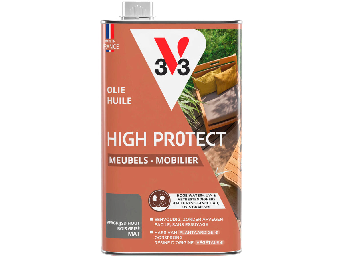 V33 High Protect olie tuinmeubilair 1l vergrijsd hout