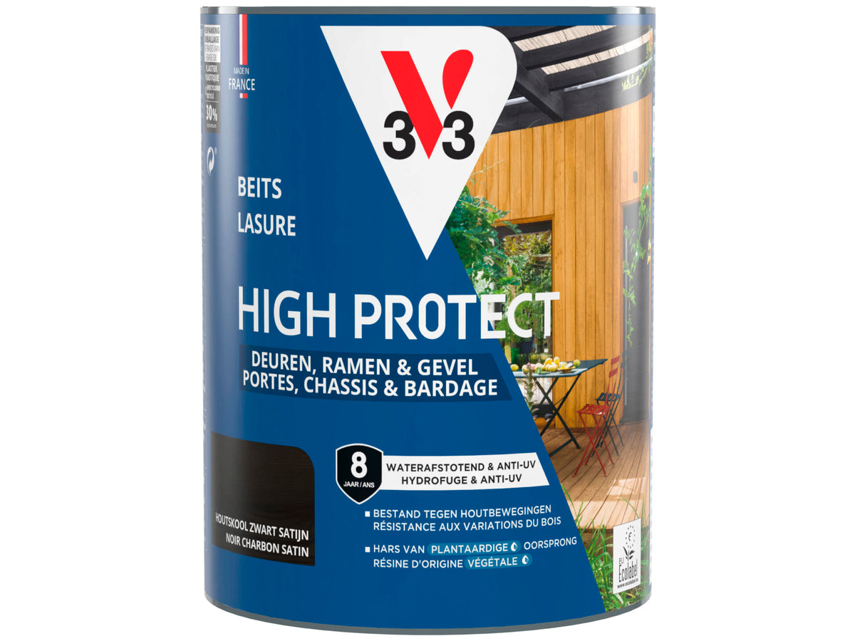 V33 High protect beits deuren & ramen 0,75l houtskool zwart