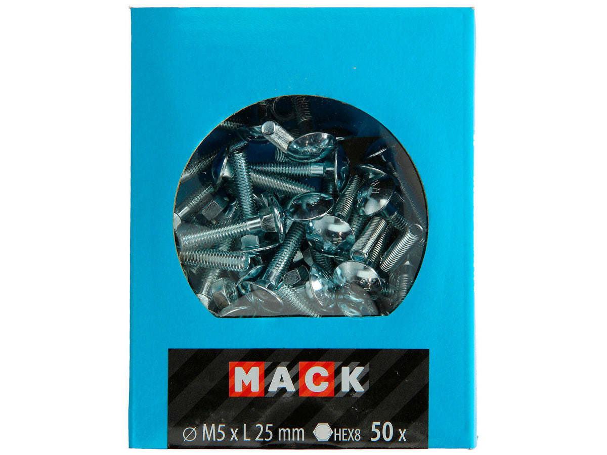 Mack Houtbout met moer M5 25mm verzinkt 50 stuks