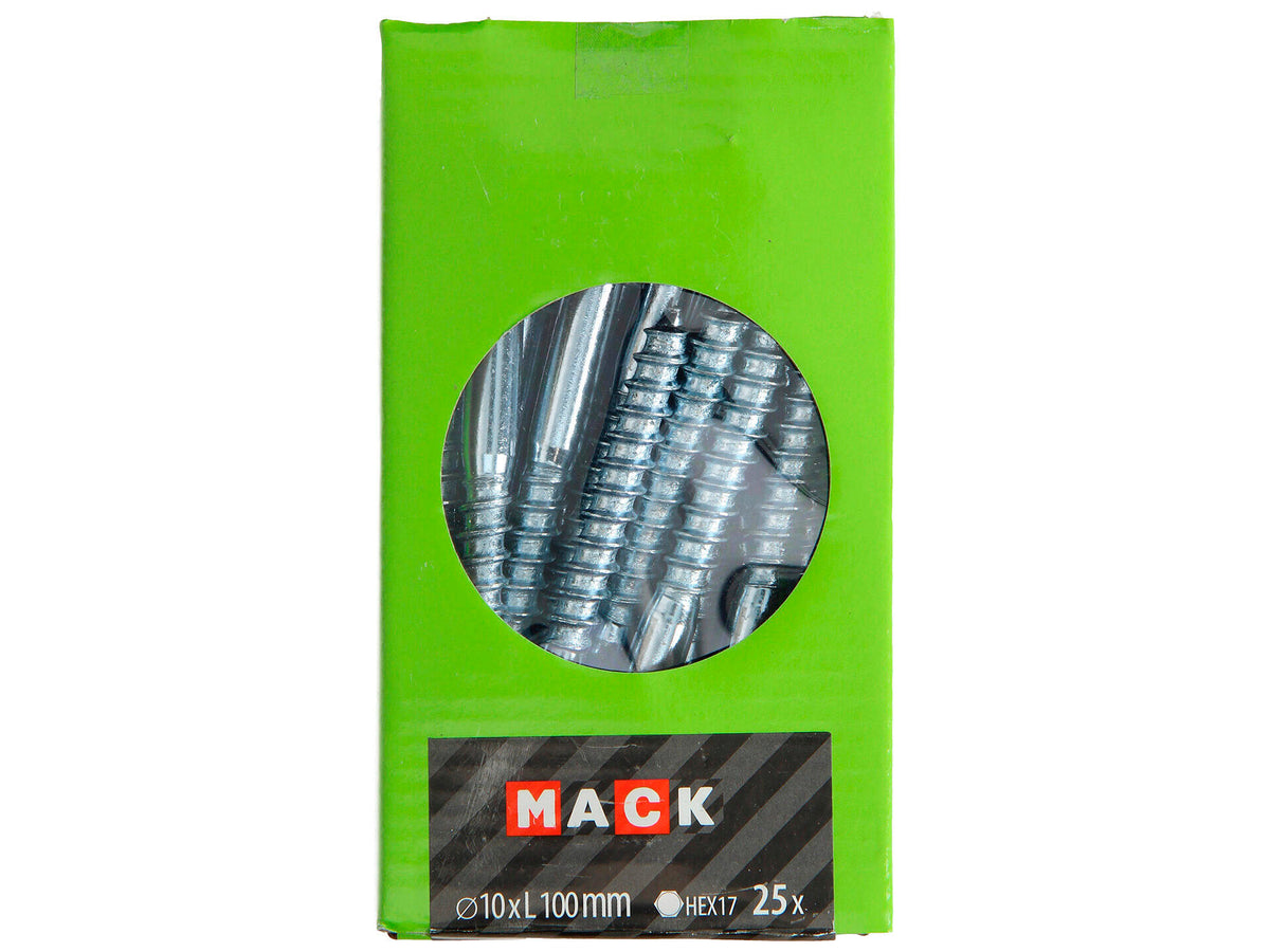 Mack Houtdraadbout 10x100 mm verzinkt 25 stuks