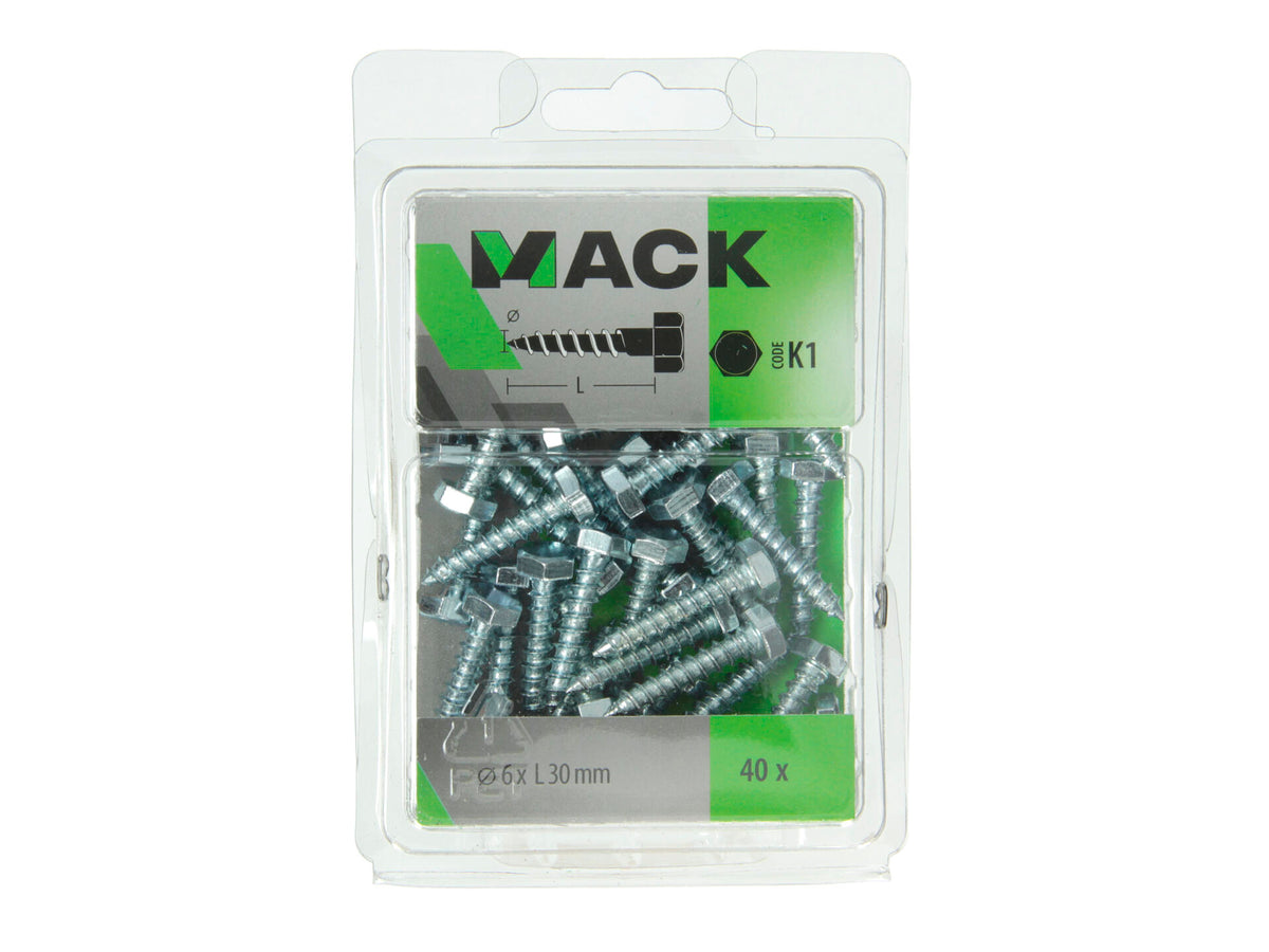 Mack Houtdraadbout 6x30 mm verzinkt 40 stuks