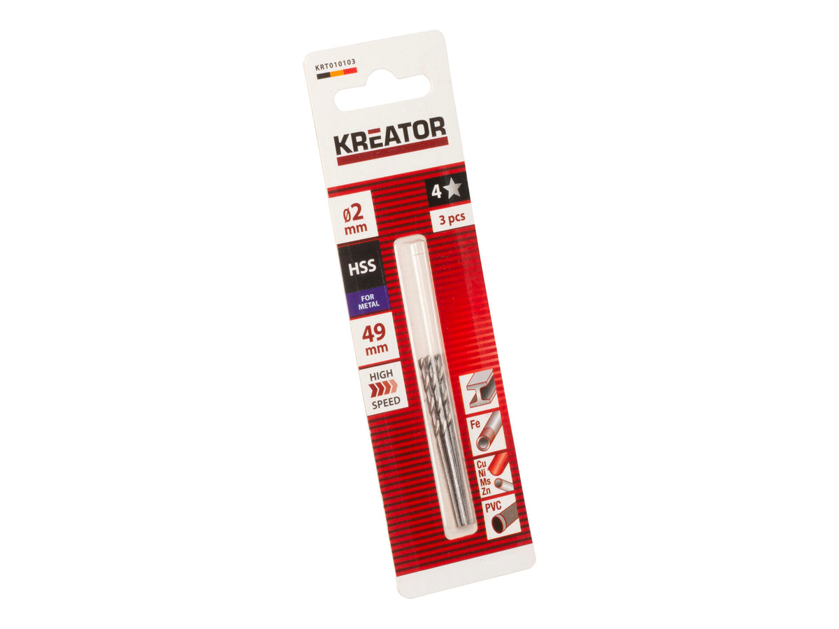 Kreator KRT010103 metaalboor HSS 2mm 3 stuks