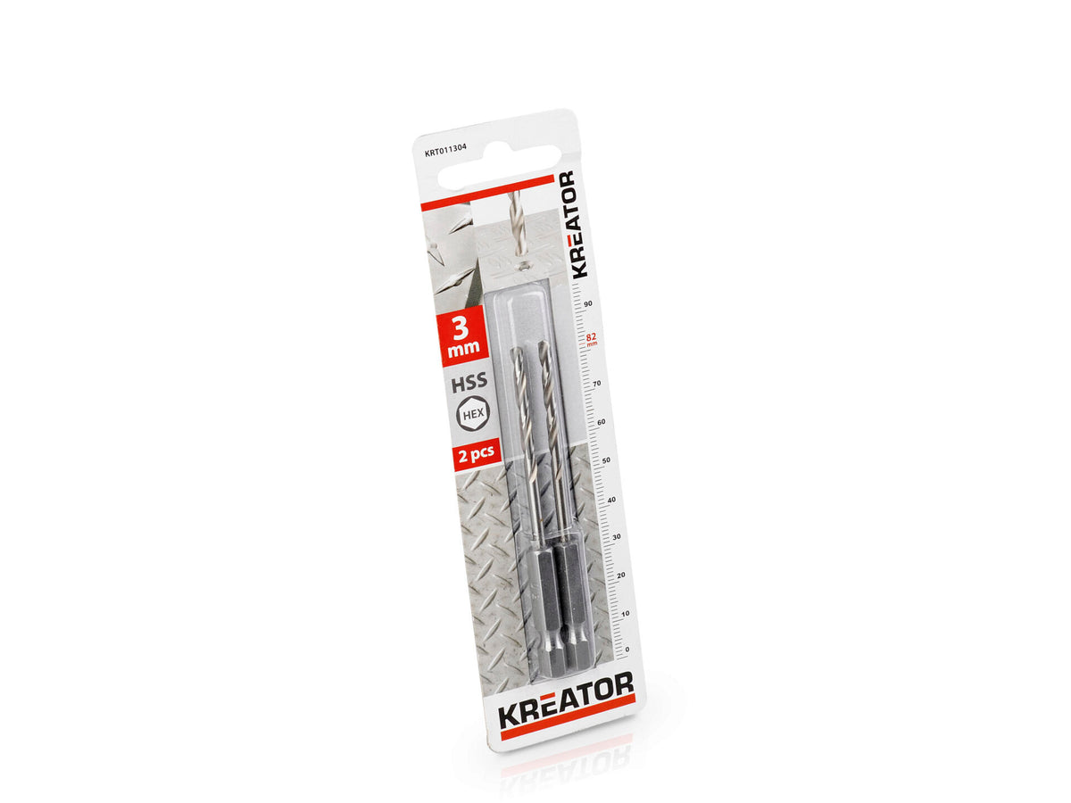 Kreator KRT011304 metaalboor HSS HEX 3mm 2 stuks