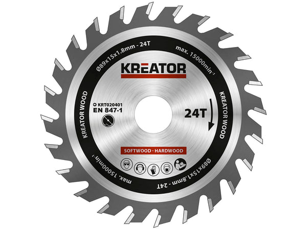 Kreator KRT020401 cirkelzaagblad 89mm 24T hout