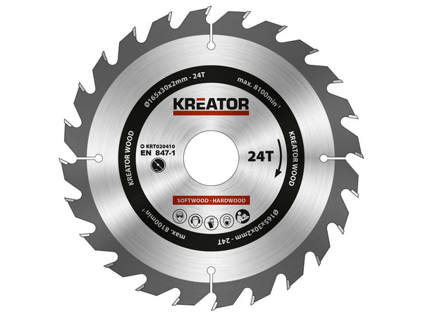 Kreator KRT020410 cirkelzaagblad 165mm 24T hout