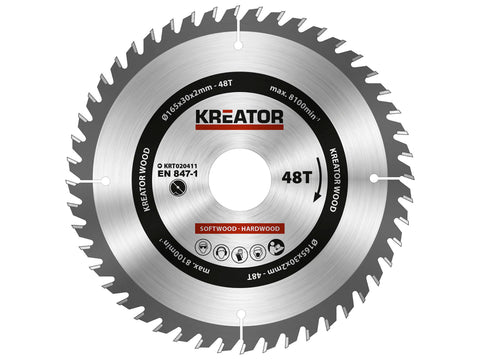 Kreator KRT020411 cirkelzaagblad 165mm 48T hout