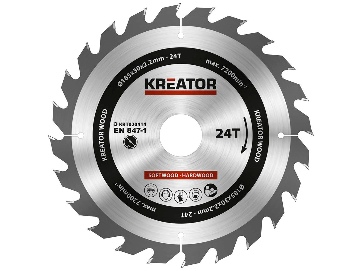 Kreator KRT020414 cirkelzaagblad 185mm 24T hout