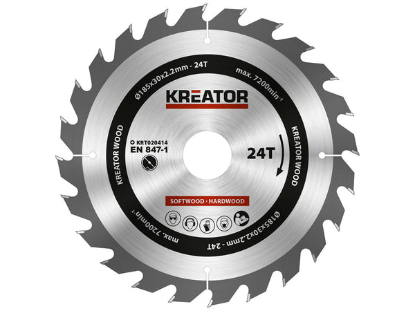Kreator KRT020414 lame de scie circulaire 185mm 24D bois