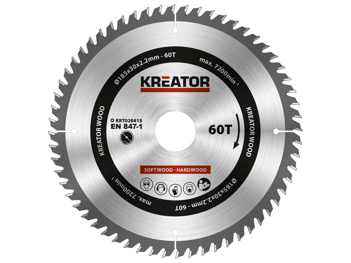 Kreator KRT020415 cirkelzaagblad 185mm 60T hout