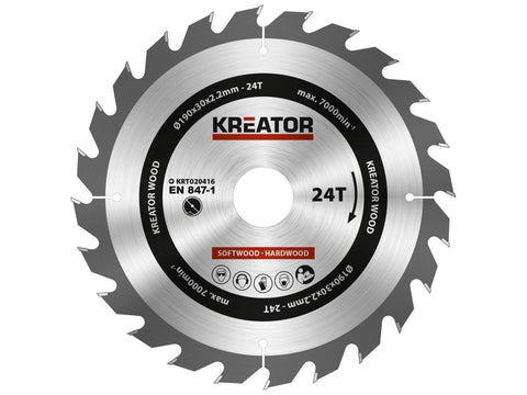 Kreator KRT020416 cirkelzaagblad 190mm 24T hout
